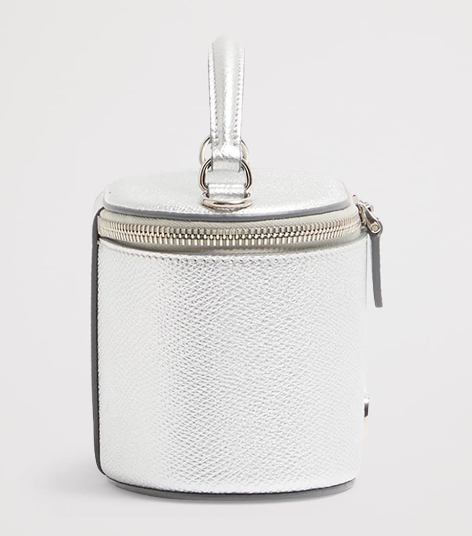 Metallic Mini Leather Vanity Case Top-Handle Bag