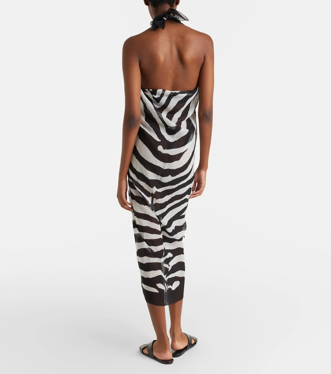 Balmain - Zebra-print silk beach cover-up