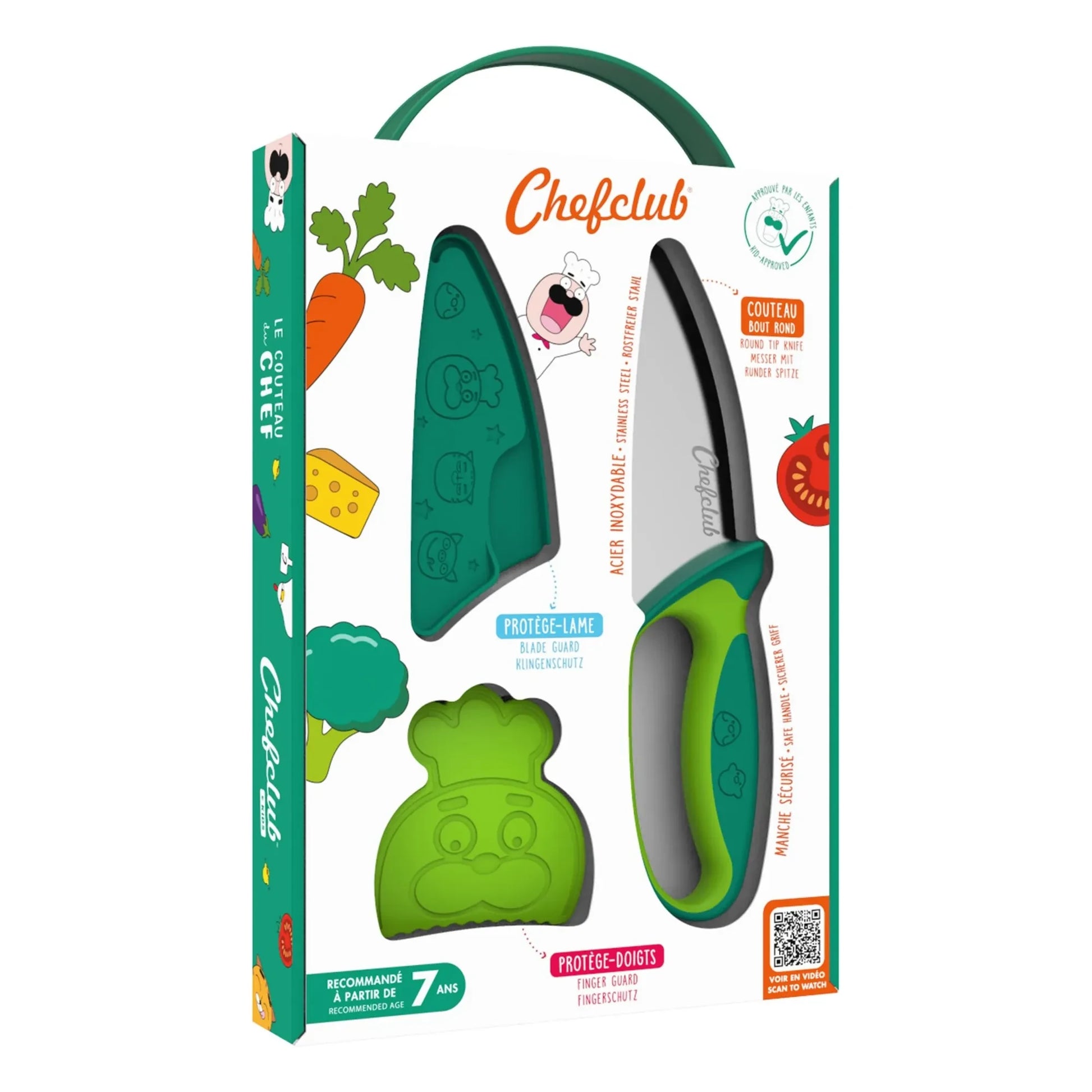 Chefclub - Knife with finger guard | Green
