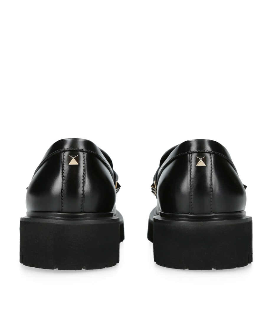 Valentino Garavani Black Leather Rockstud Loafers 50
