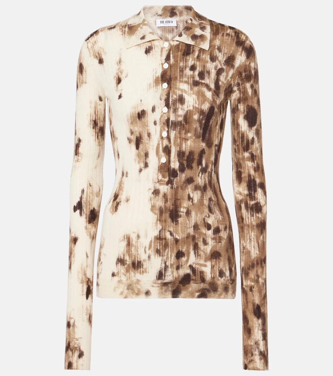The Attico - Printed cashmere and silk polo sweater
