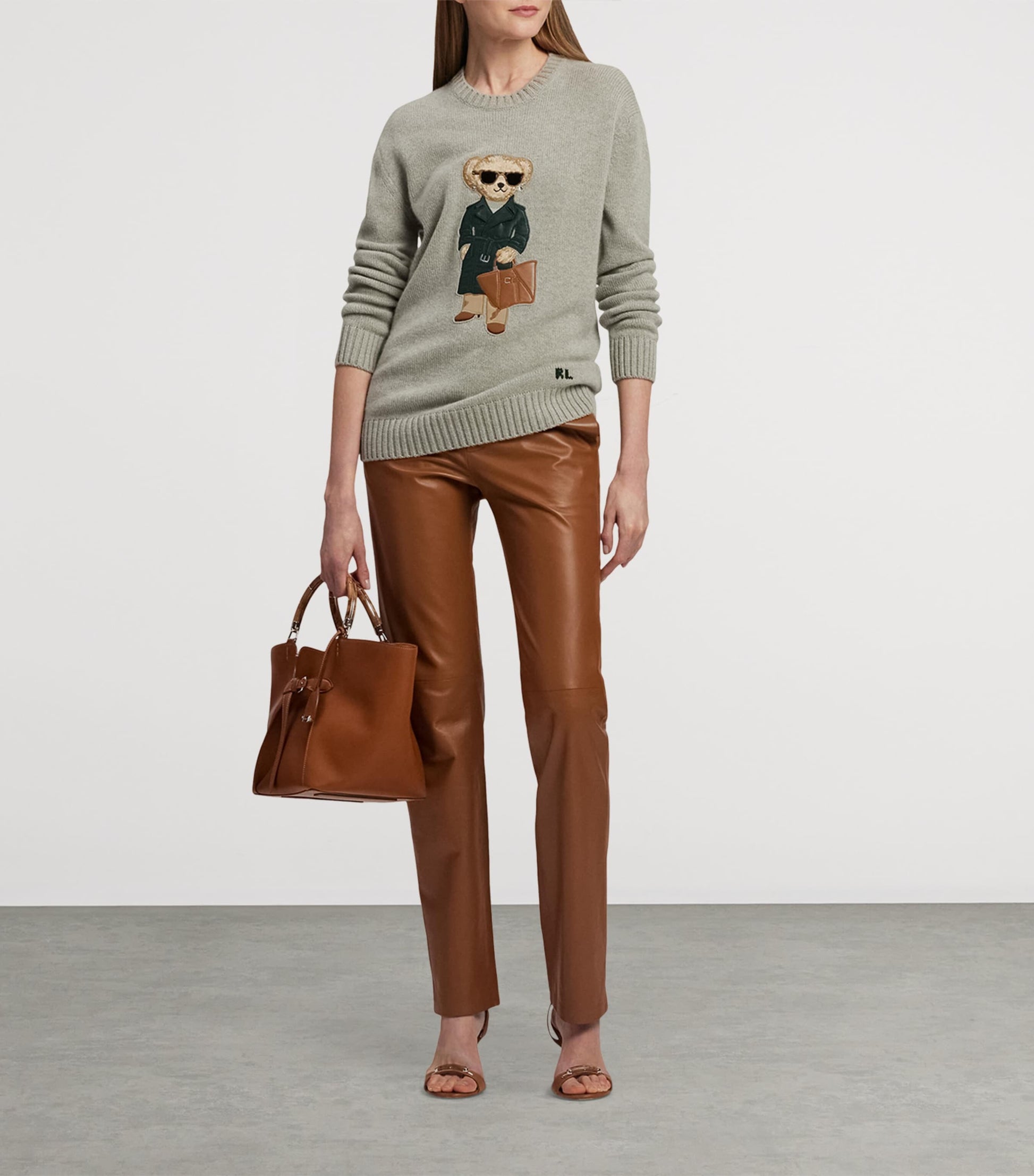 Grey Cashmere Polo Bear Jumper