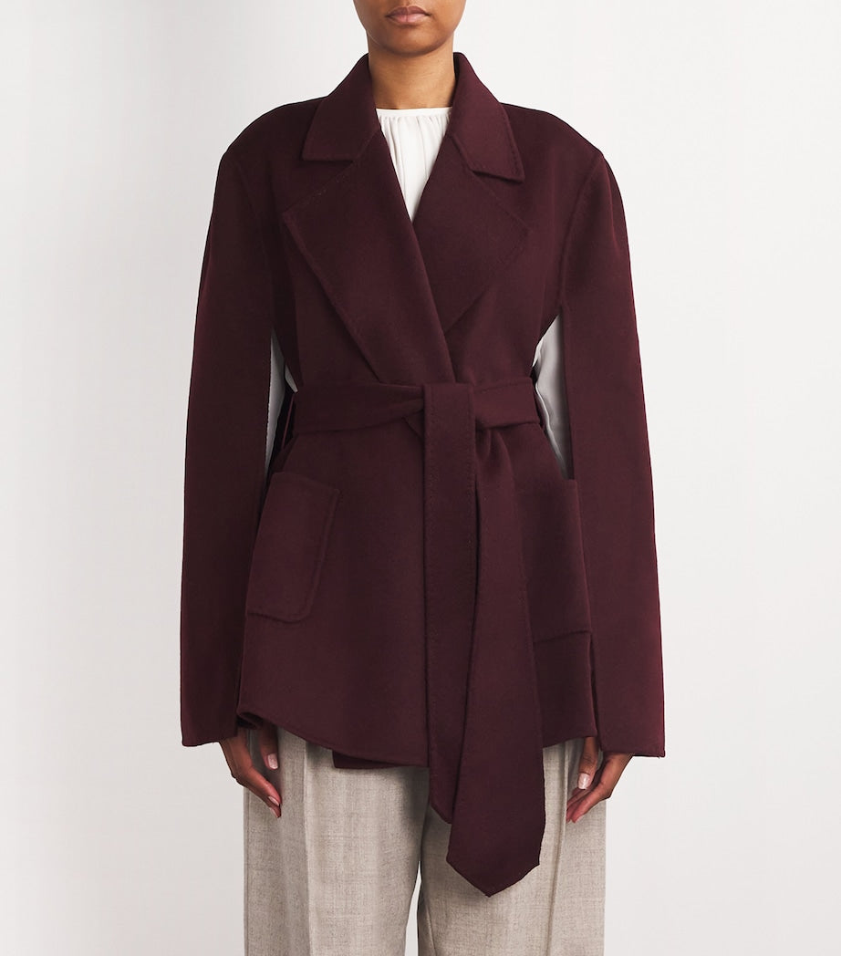 Wolk Morais Burgundy Cashmere Tie-Waist Cape