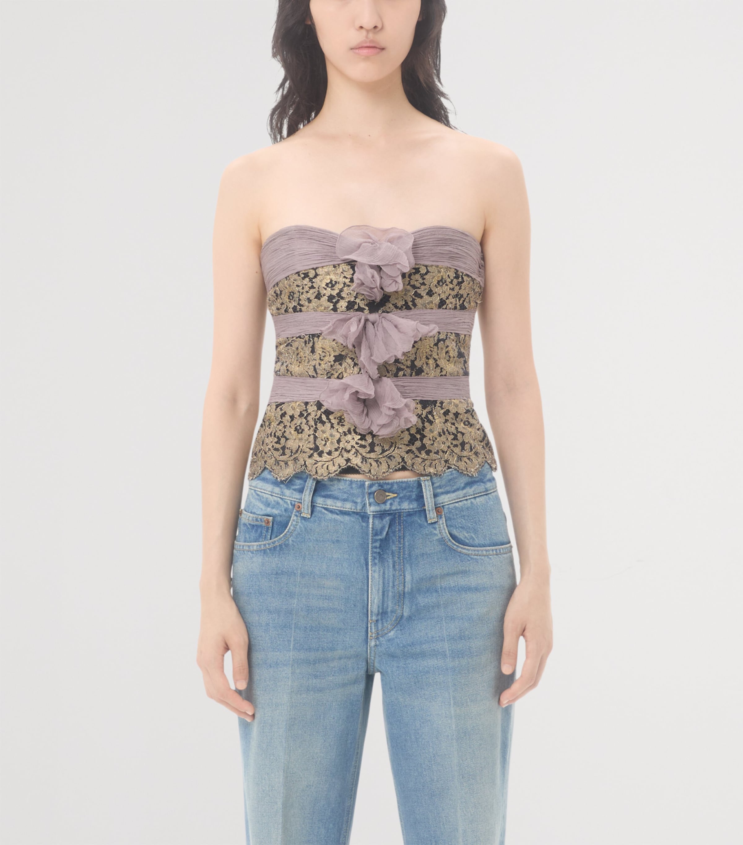 Valentino Multi Silk Bow Corset Top