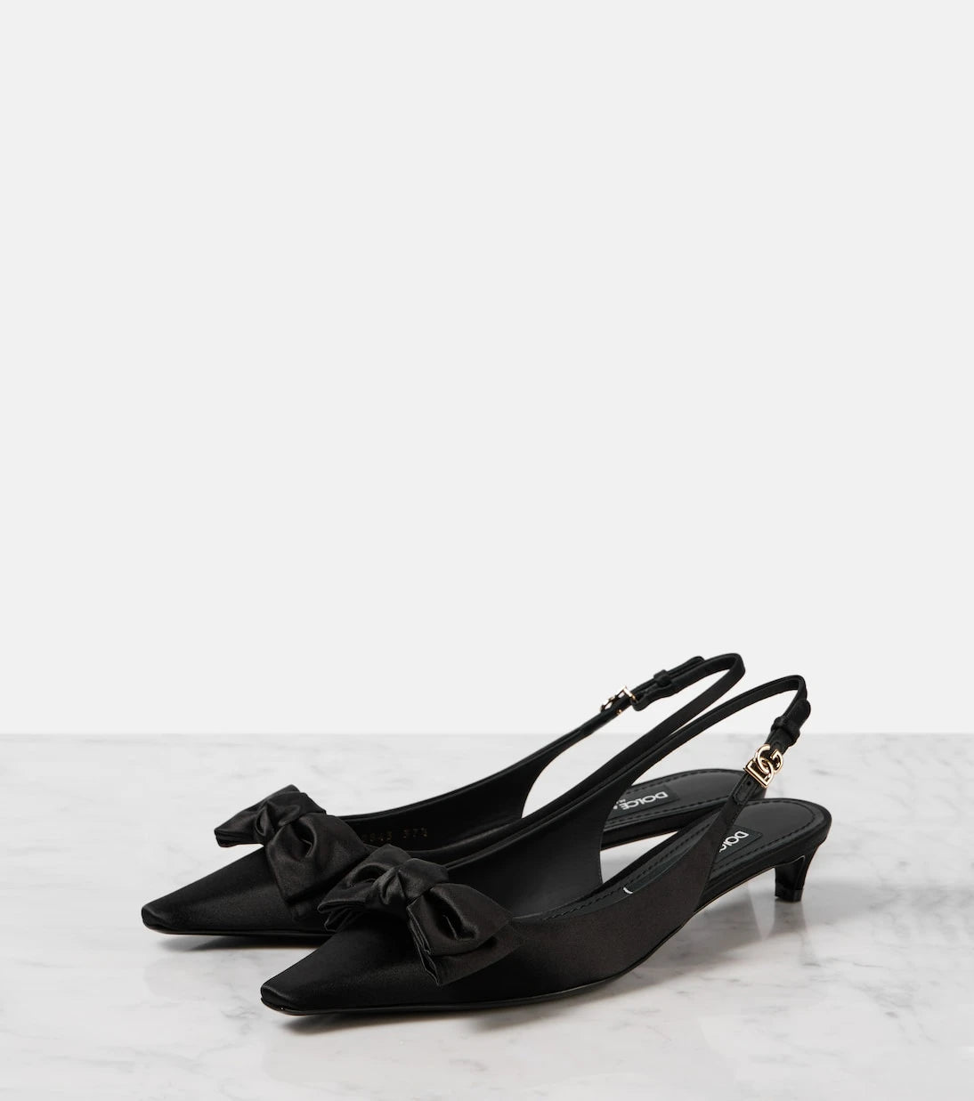 Dolce&Gabbana - Bow-detail satin slingback pumps