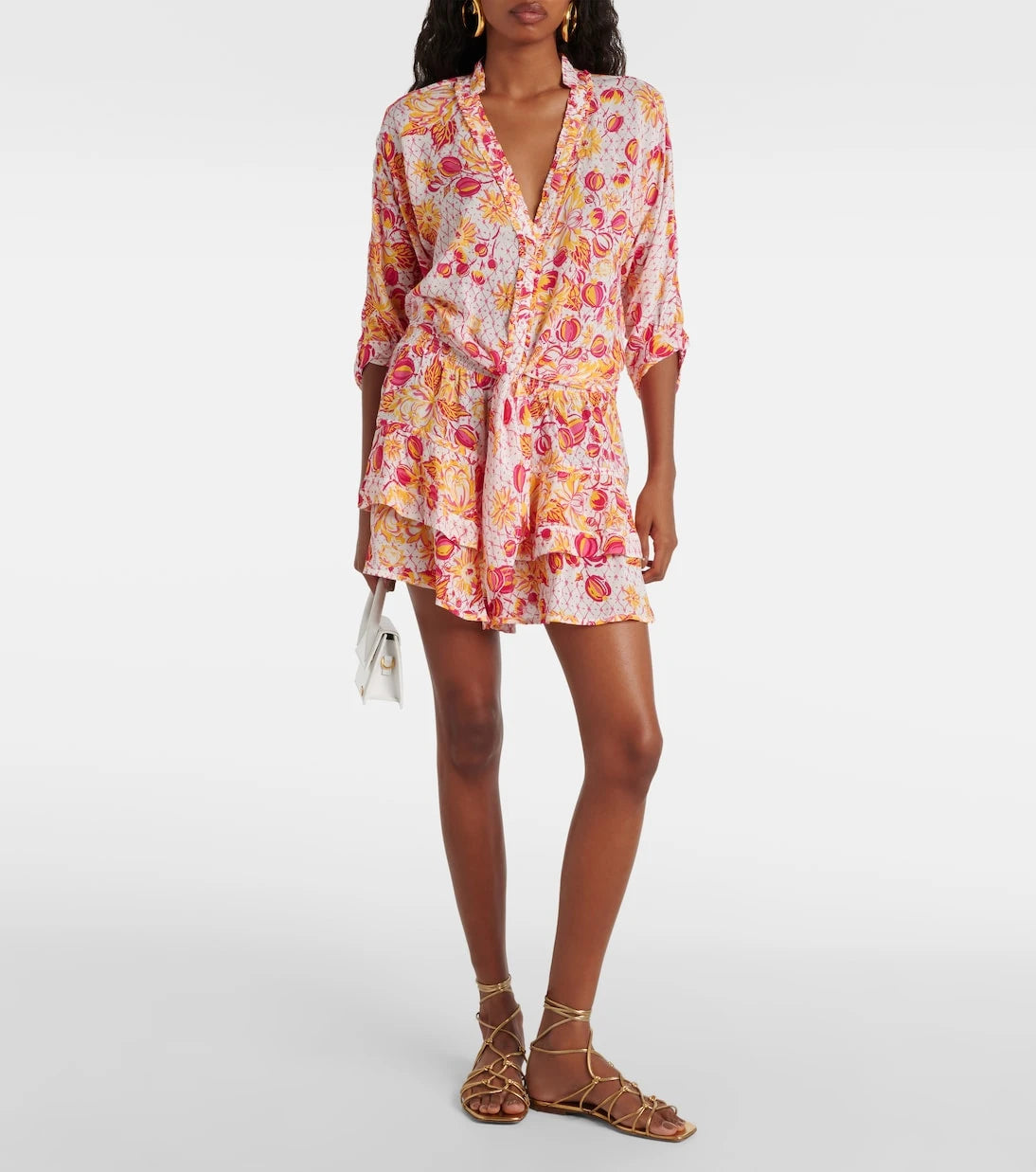 Poupette St Barth - Culotte ruffled floral miniskirt