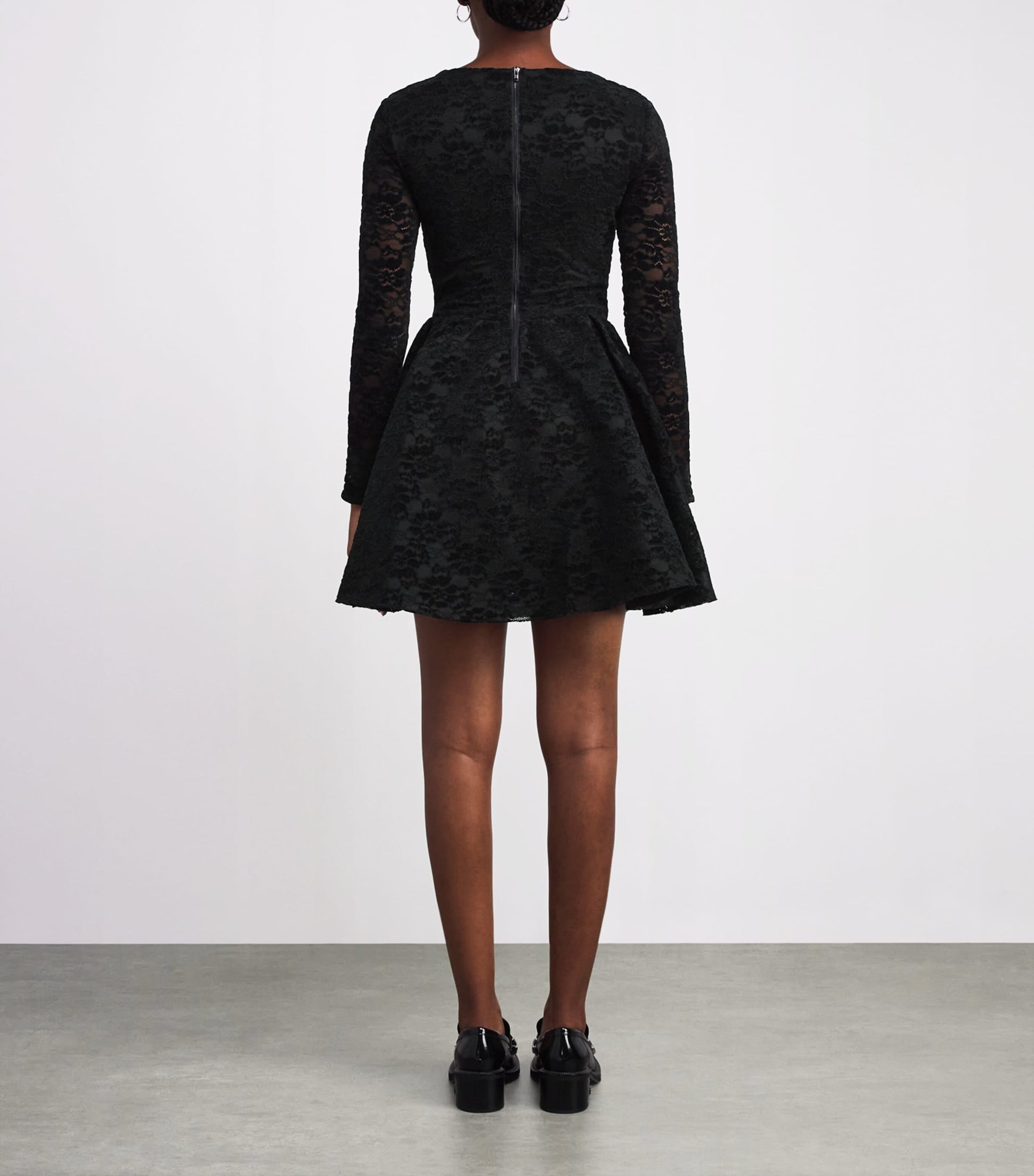 Maje Black Velvet-Lace Mini Dress