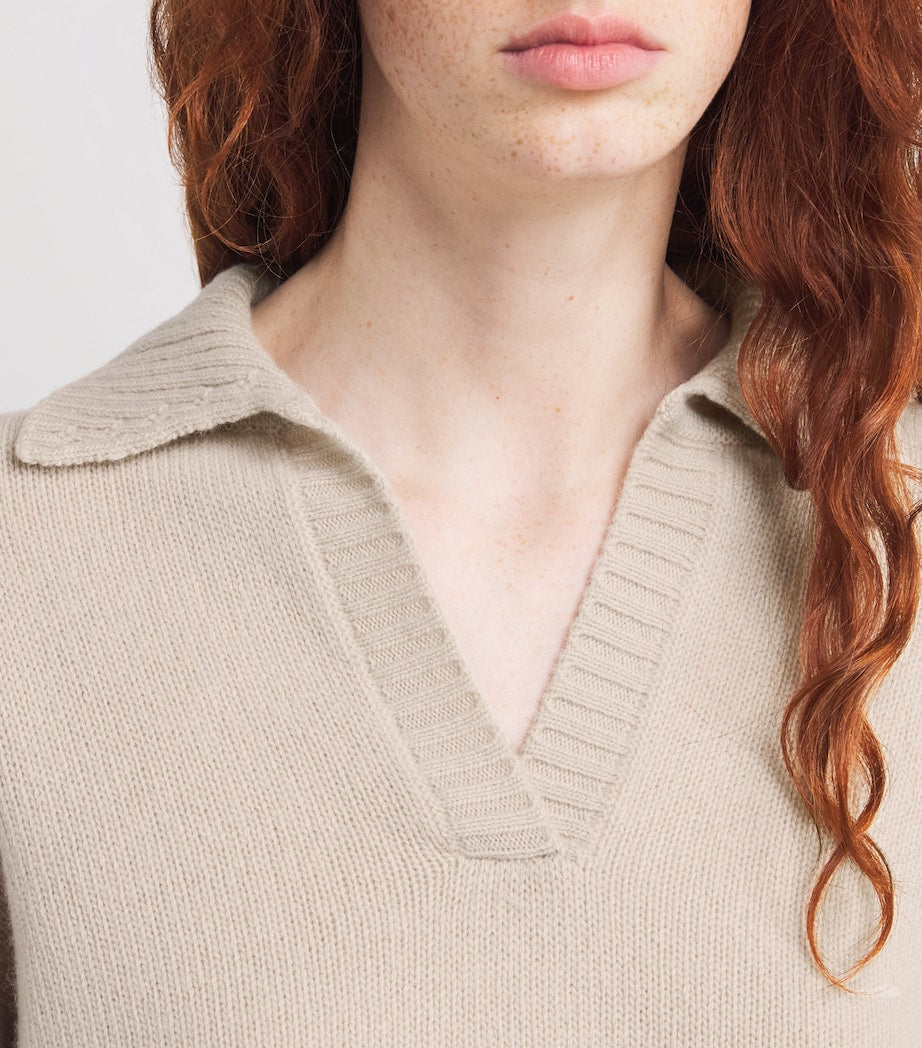 Weekend Max Mara Beige Virgin Wool Open-Collar Sweater