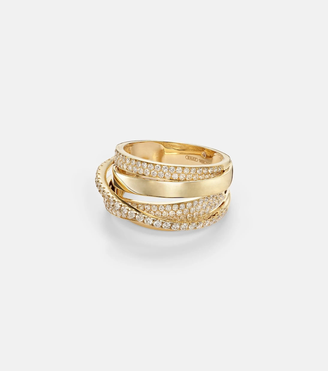 Shay Jewelry - خاتم Orbit من الذهب عيار 18 قيراطًا مرصّع بالألماس