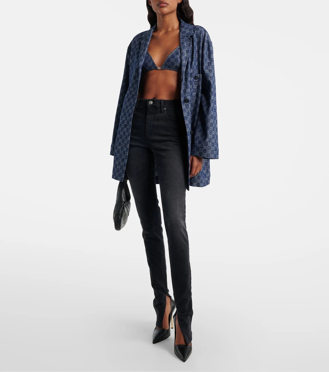 Gucci - GG denim jacquard bra top
