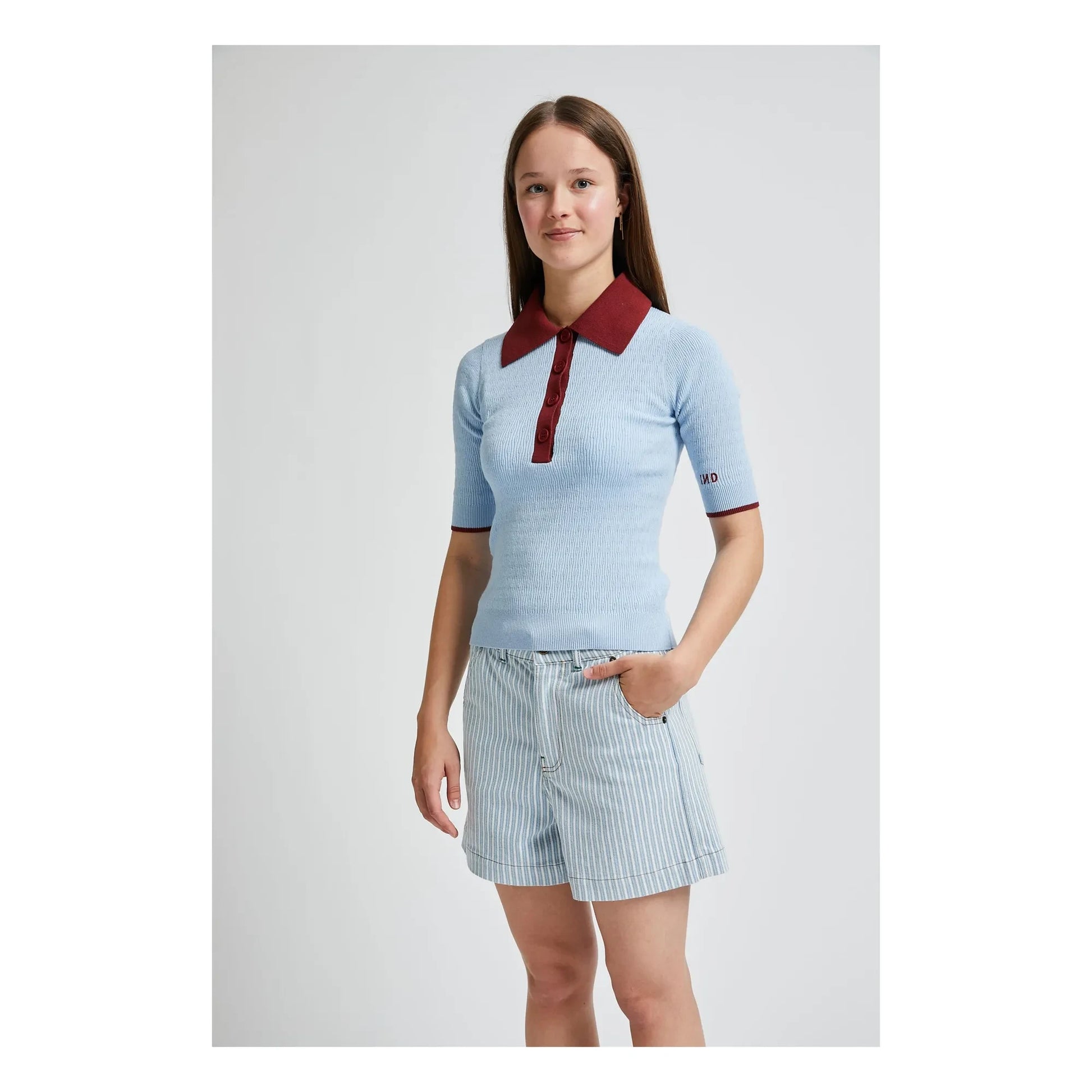Indee - Ribbed Polo Shirt Vietnam  | Light Blue