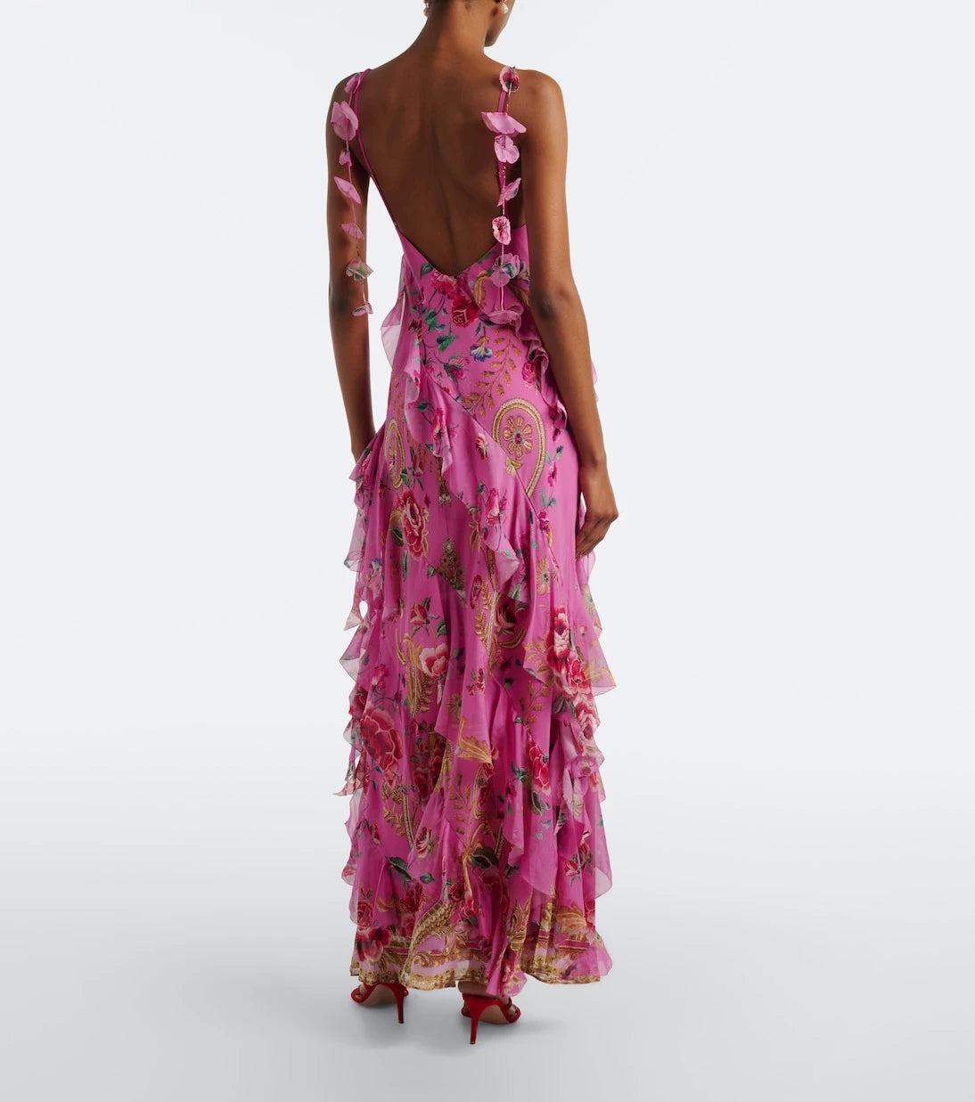 Camilla - Floral ruffled silk maxi dress