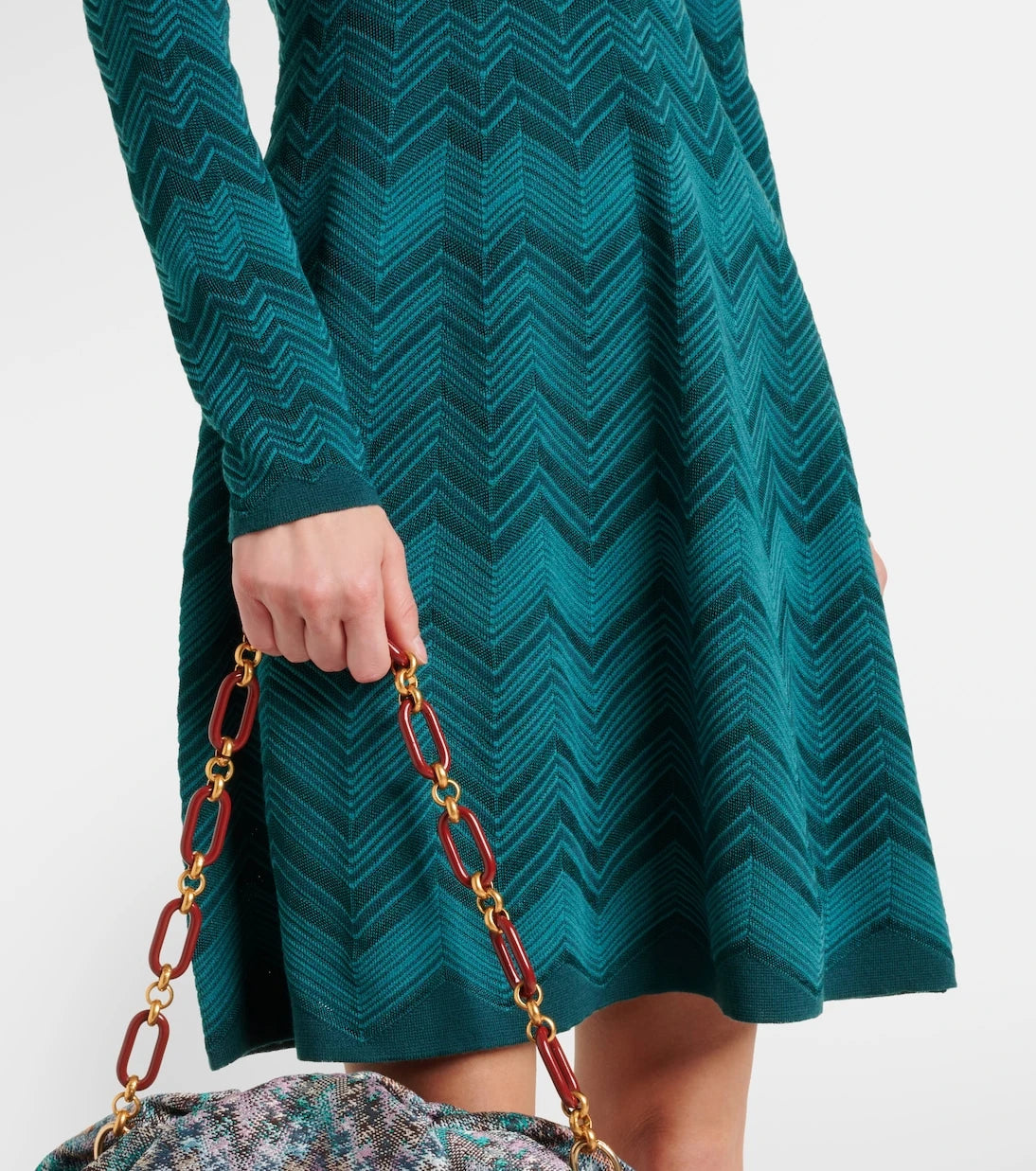 Missoni - فستان قصير محبوك بنقشة الزجزاج