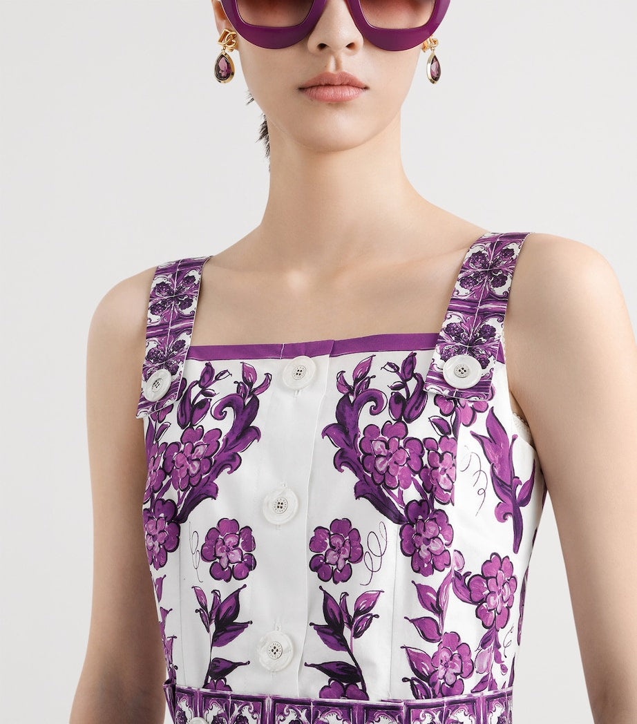 Dolce & Gabbana Multi Cotton Majolica Print Mini Dress