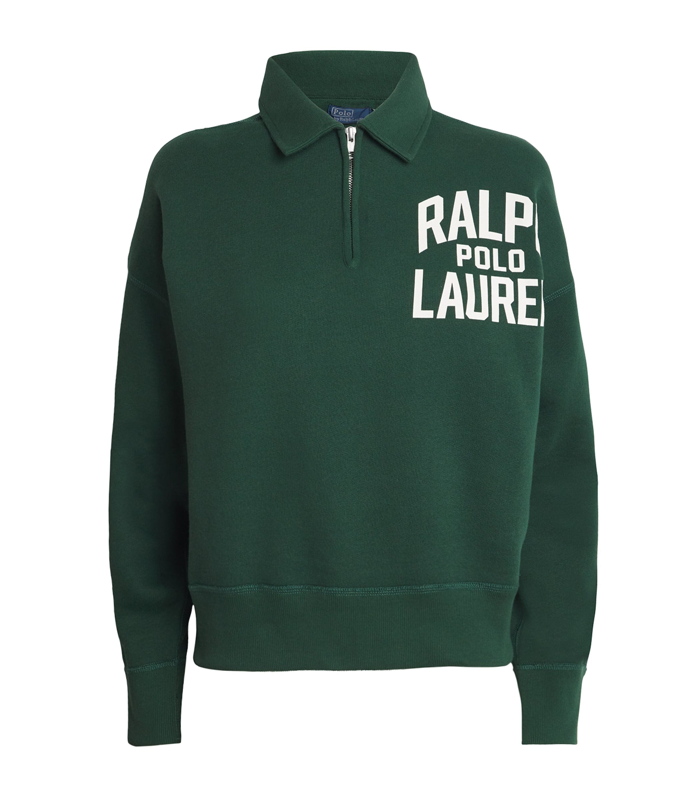 Polo Ralph Lauren Green Cotton-Blend Quarter-Zip Logo Sweatshirt