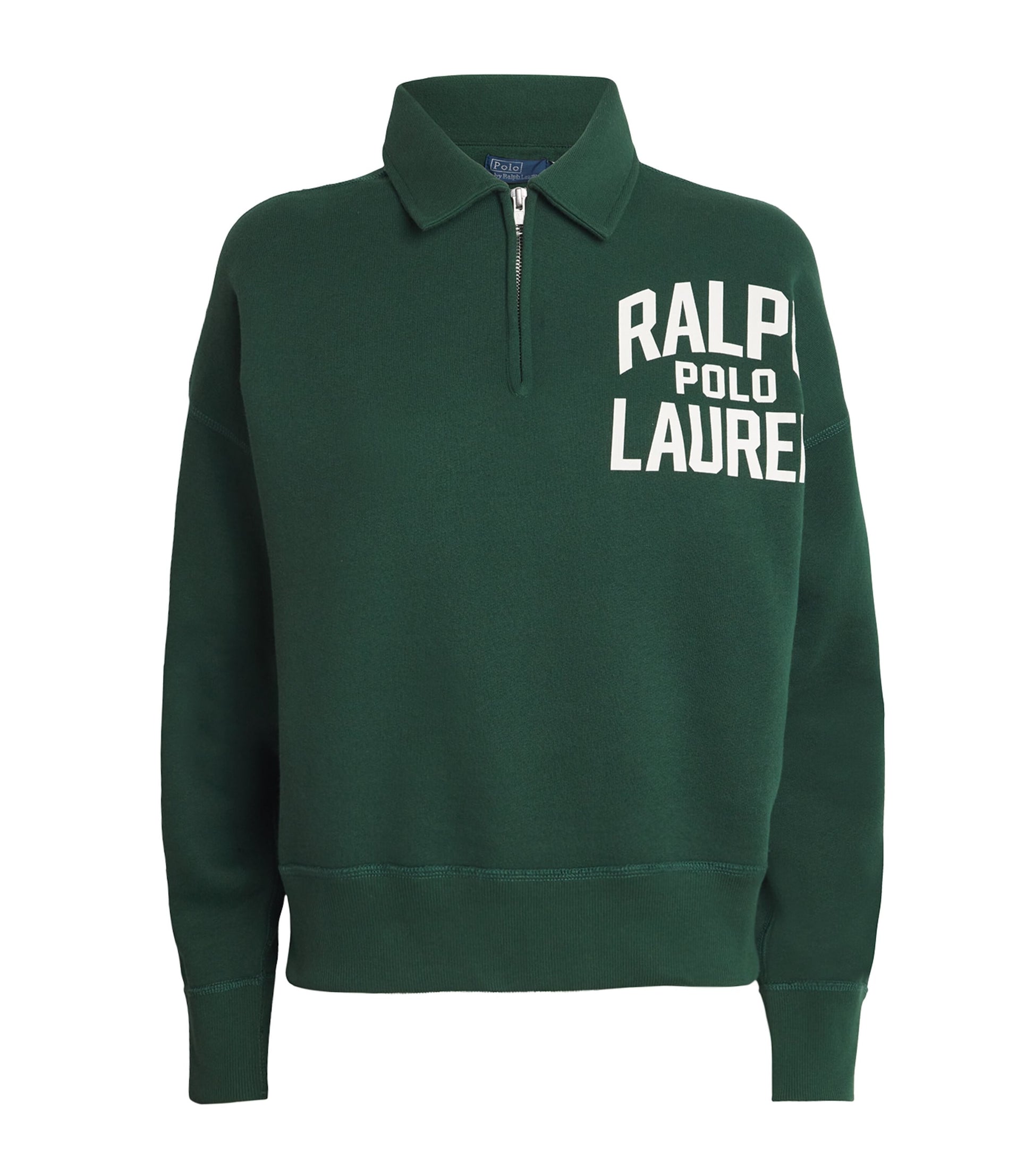 Polo Ralph Lauren Green Cotton-Blend Quarter-Zip Logo Sweatshirt