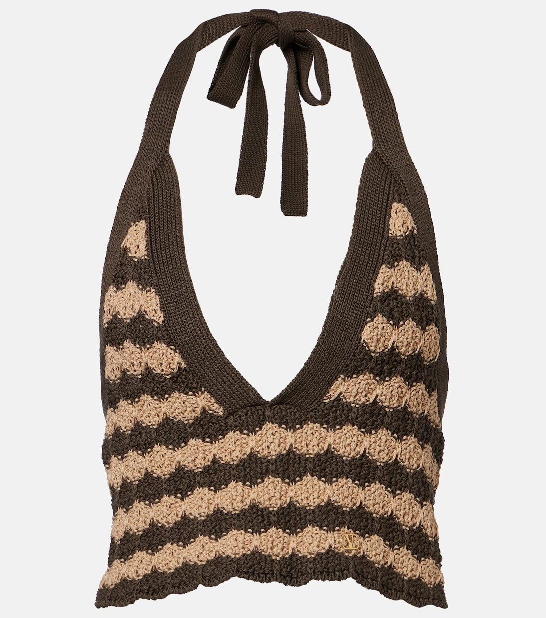 Valentino - Striped knitted cotton crop top