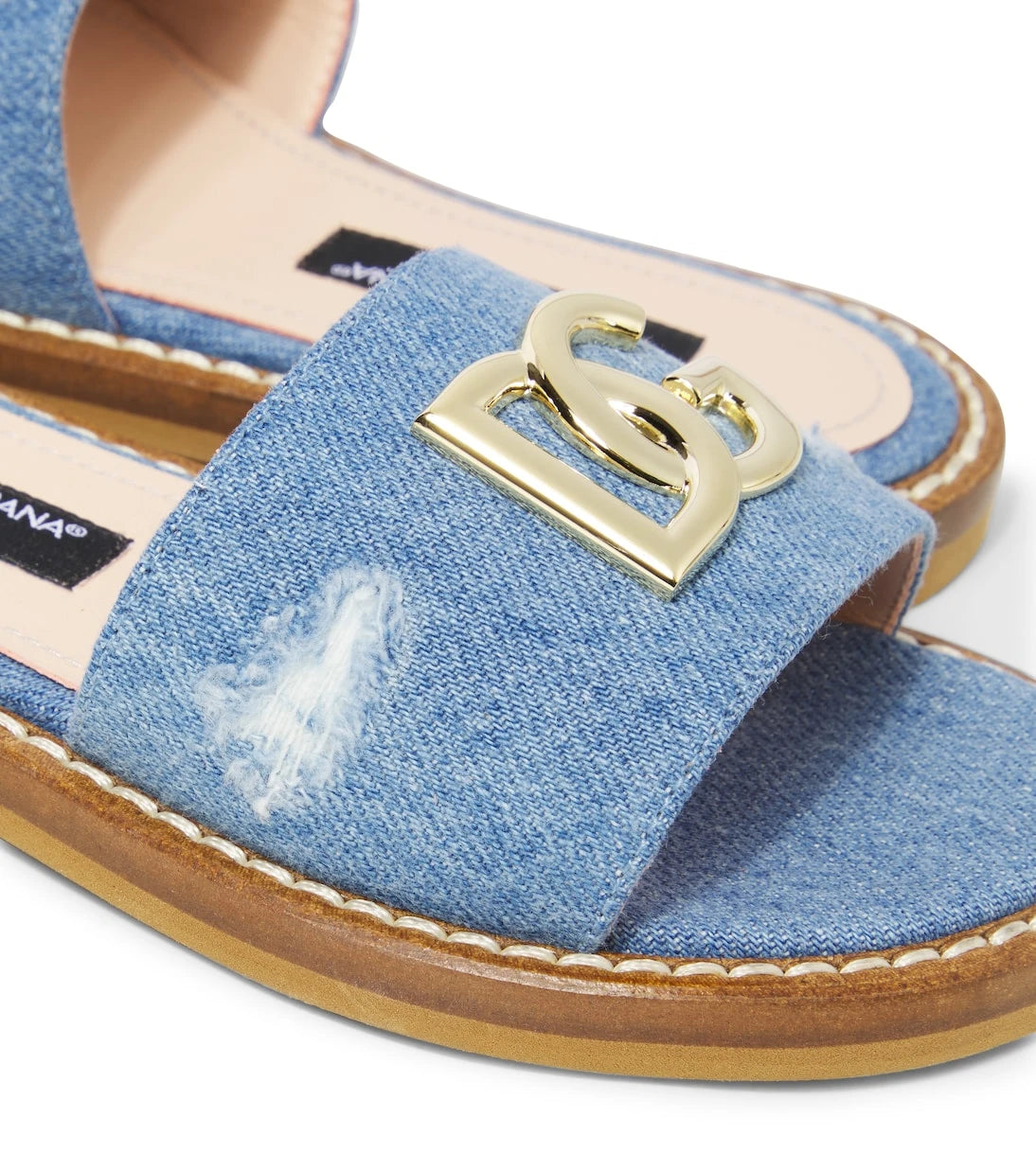 Dolce&Gabbana Kids - DG distressed denim slides
