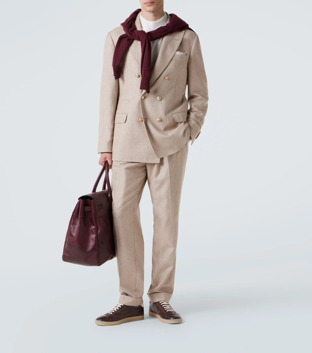 Brunello Cucinelli - Houndstooth cashmere and silk suit jacket