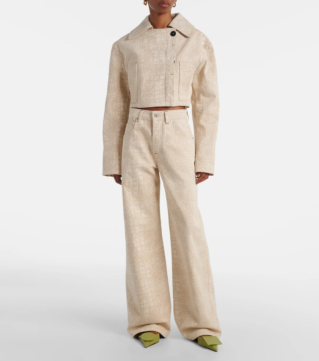 Jacquemus - Croc-effect wide-leg jeans