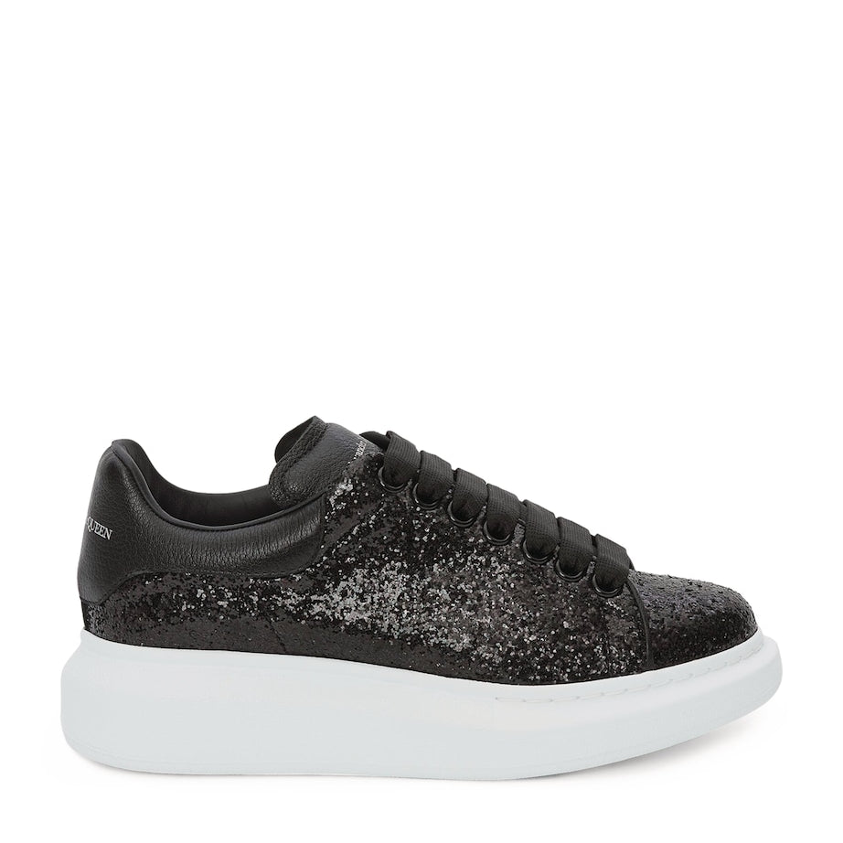 McQueen Black Glitter Oversized Sneakers