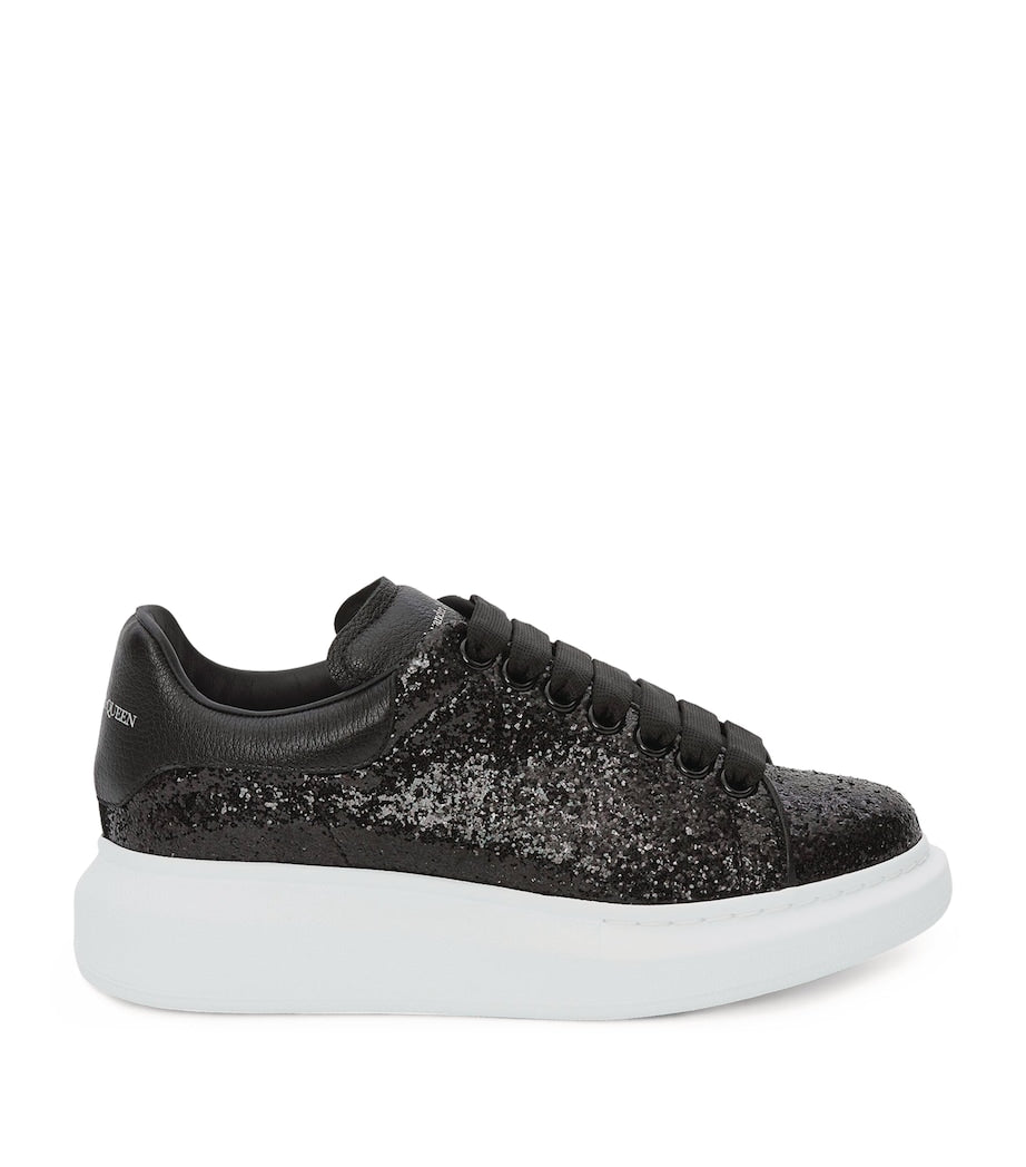 McQueen Black Glitter Oversized Sneakers