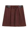 LOEWE Brown Cotton-Silk Buckled Mini Skirt