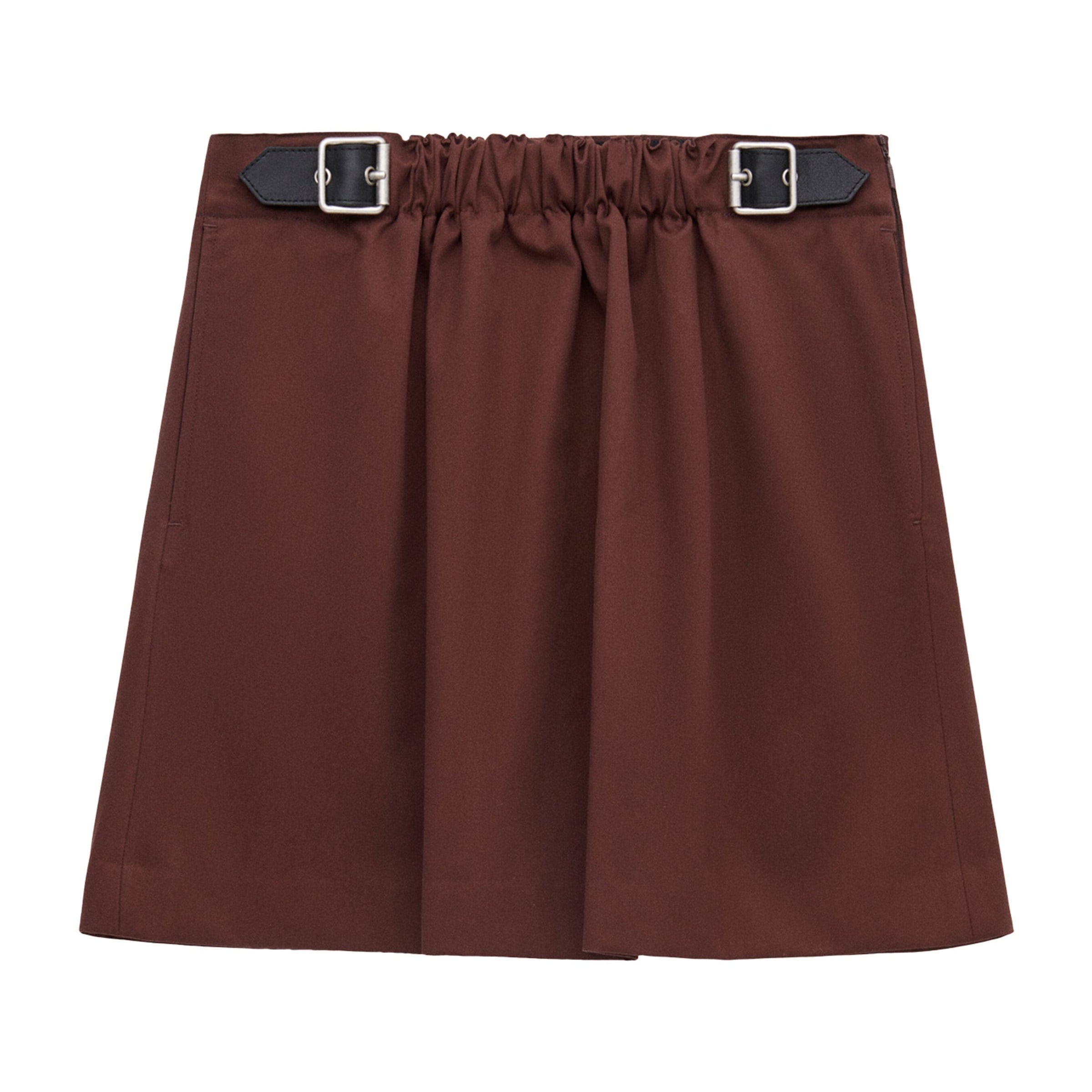 LOEWE Brown Cotton-Silk Buckled Mini Skirt
