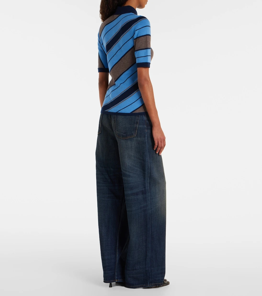 Acne Studios - قميص بولو من الصوف المضلّع المخطط