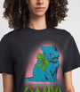 GANNI Black Organic Cotton Neon Kitty T-Shirt