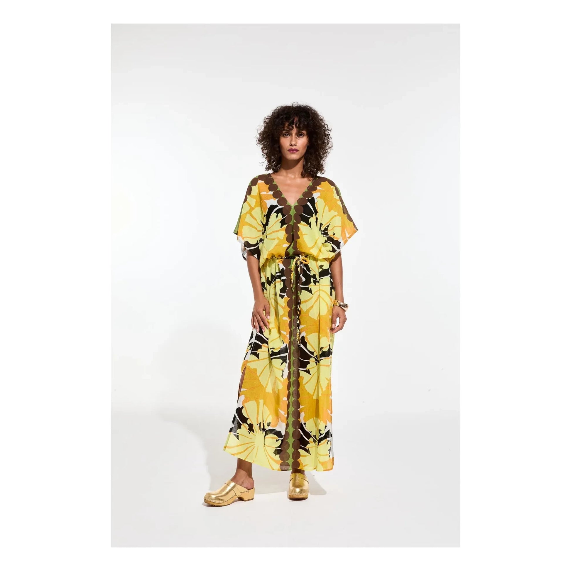 Mapoésie - Hydra Pavot Cotton Dress | Lemon yellow