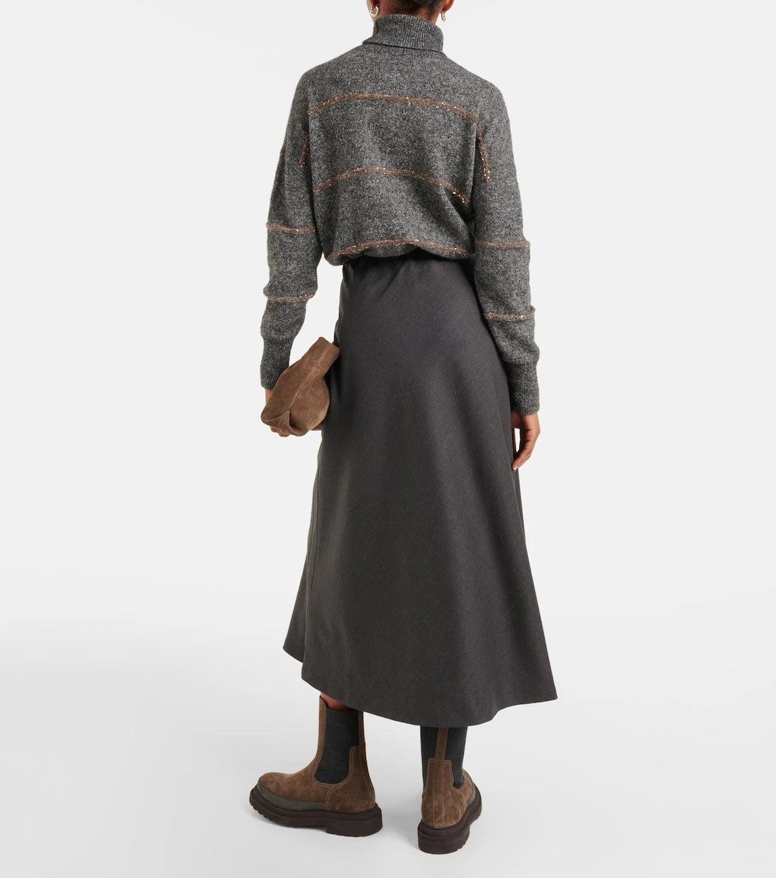Brunello Cucinelli - Wool-blend midi skirt
