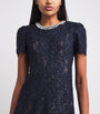Self-Portrait Navy Sequin-Lace Embellished-Neck Midi Dress