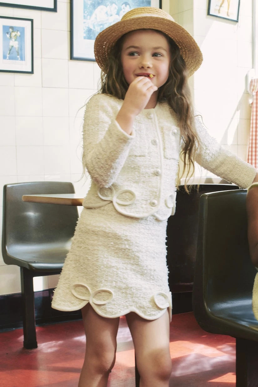 Self-Portrait Kids - Bow bouclé jacket