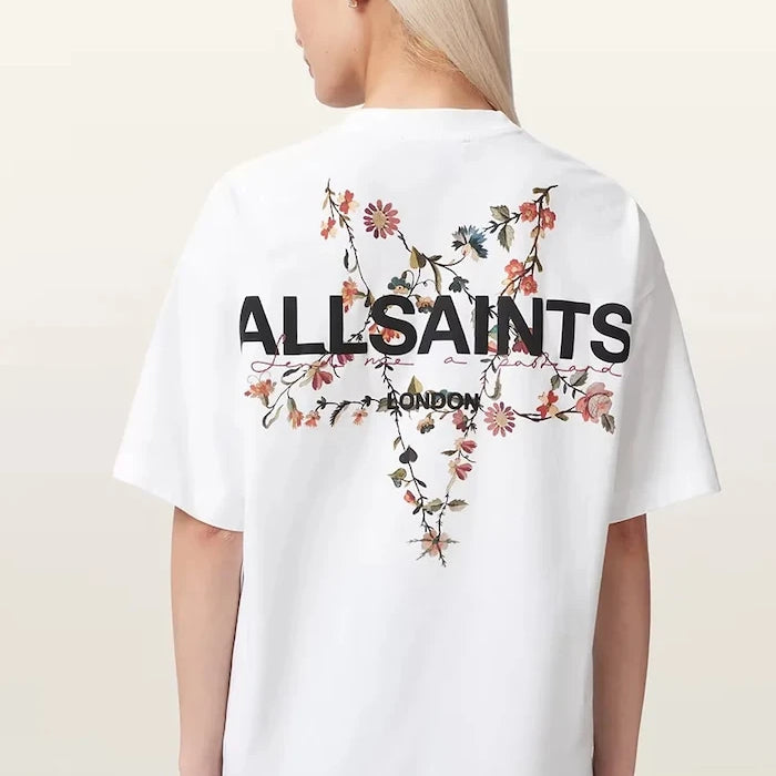 AllSaints Pamuklu Kadın Oversize Tişört PENTACLE