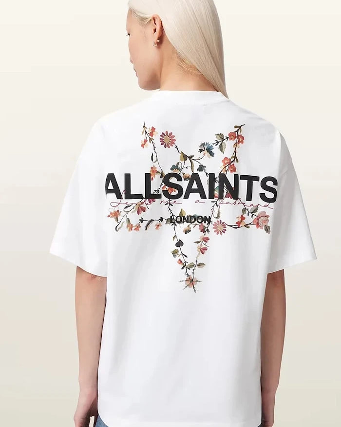 AllSaints Pamuklu Kadın Oversize Tişört PENTACLE