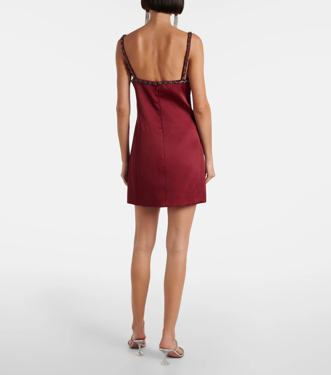 Self-Portrait - Bow-detail embellished satin minidress