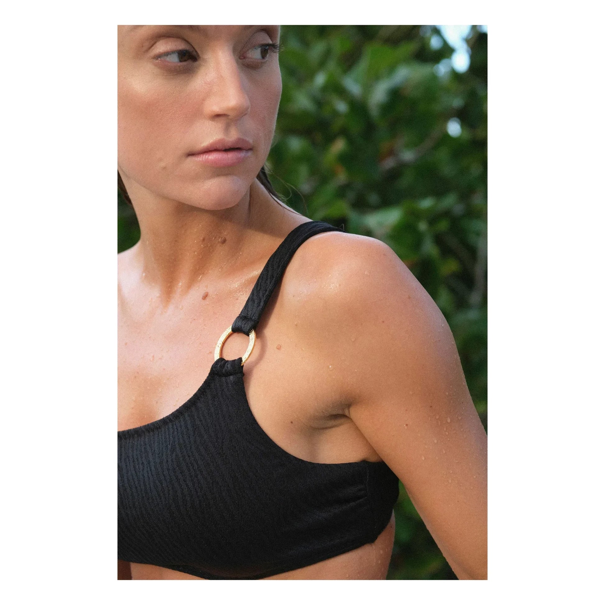 Fresh & Salt - Typha Zebra Asymmetrical Swimsuit Top | Black