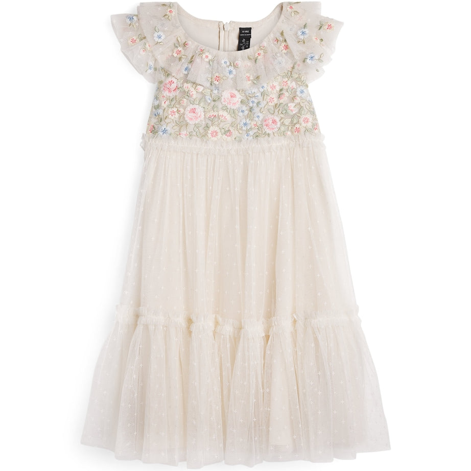 Needle & Thread Ivory Embroidered Floral Antoniettes Dress (3-10 Years)