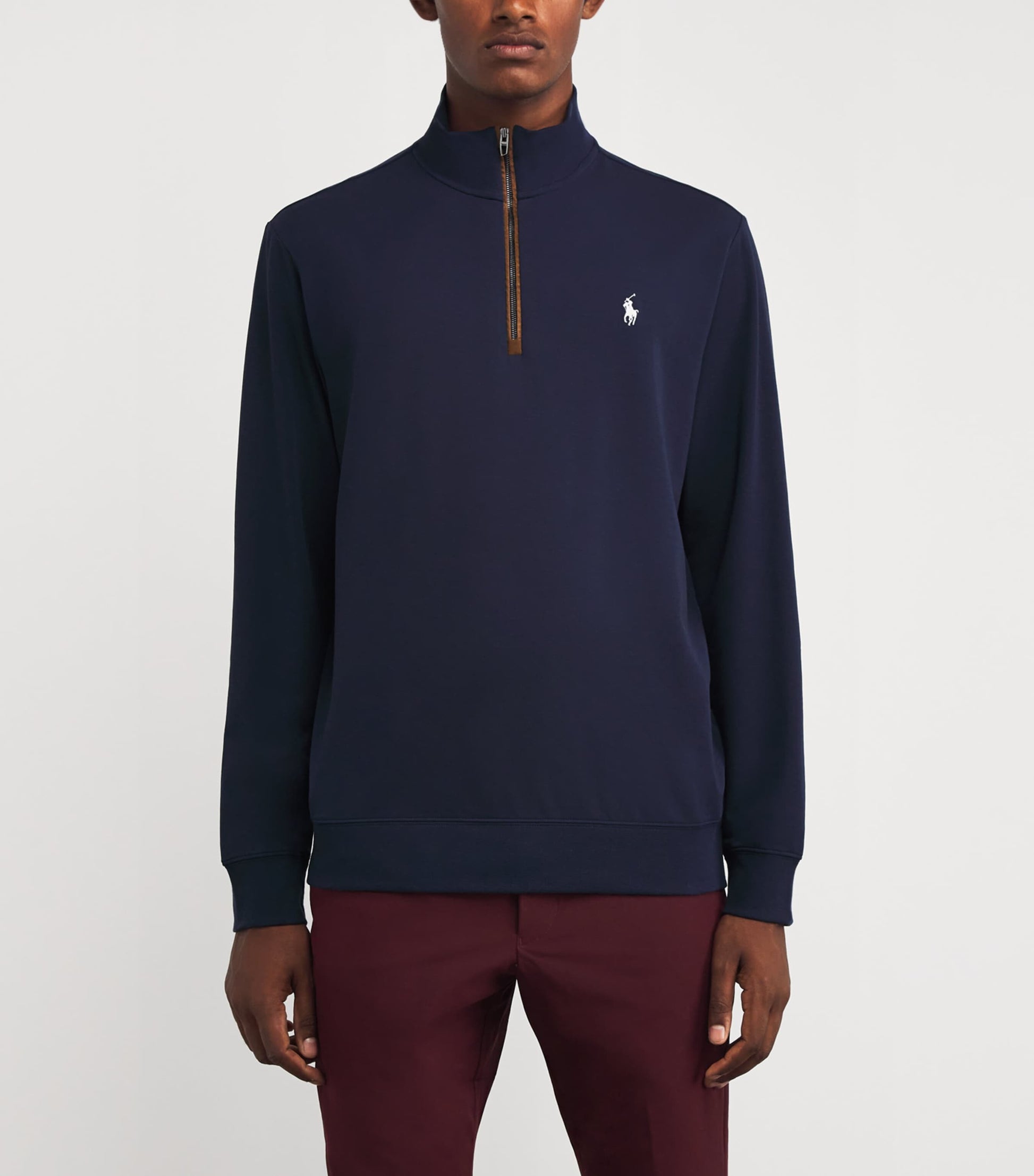 Cotton-Blend Polo Pony Quarter-Zip Sweater