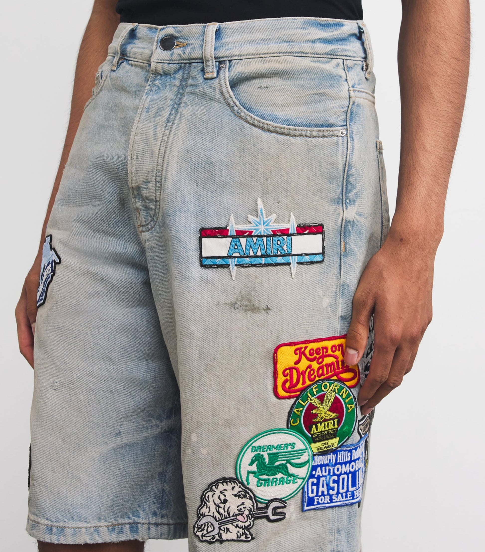 Station Patch Denim Shorts