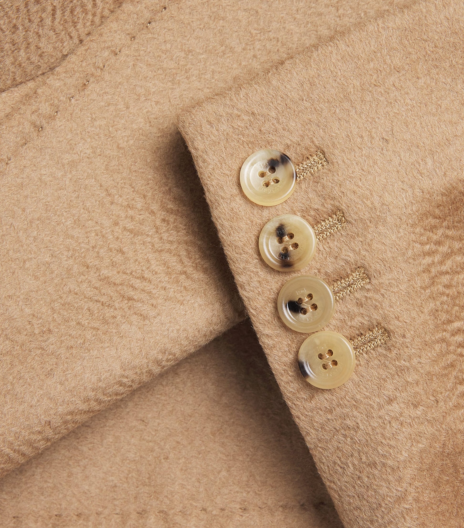 Max Mara Beige Camel Wool Peak Lapel Pea Coat
