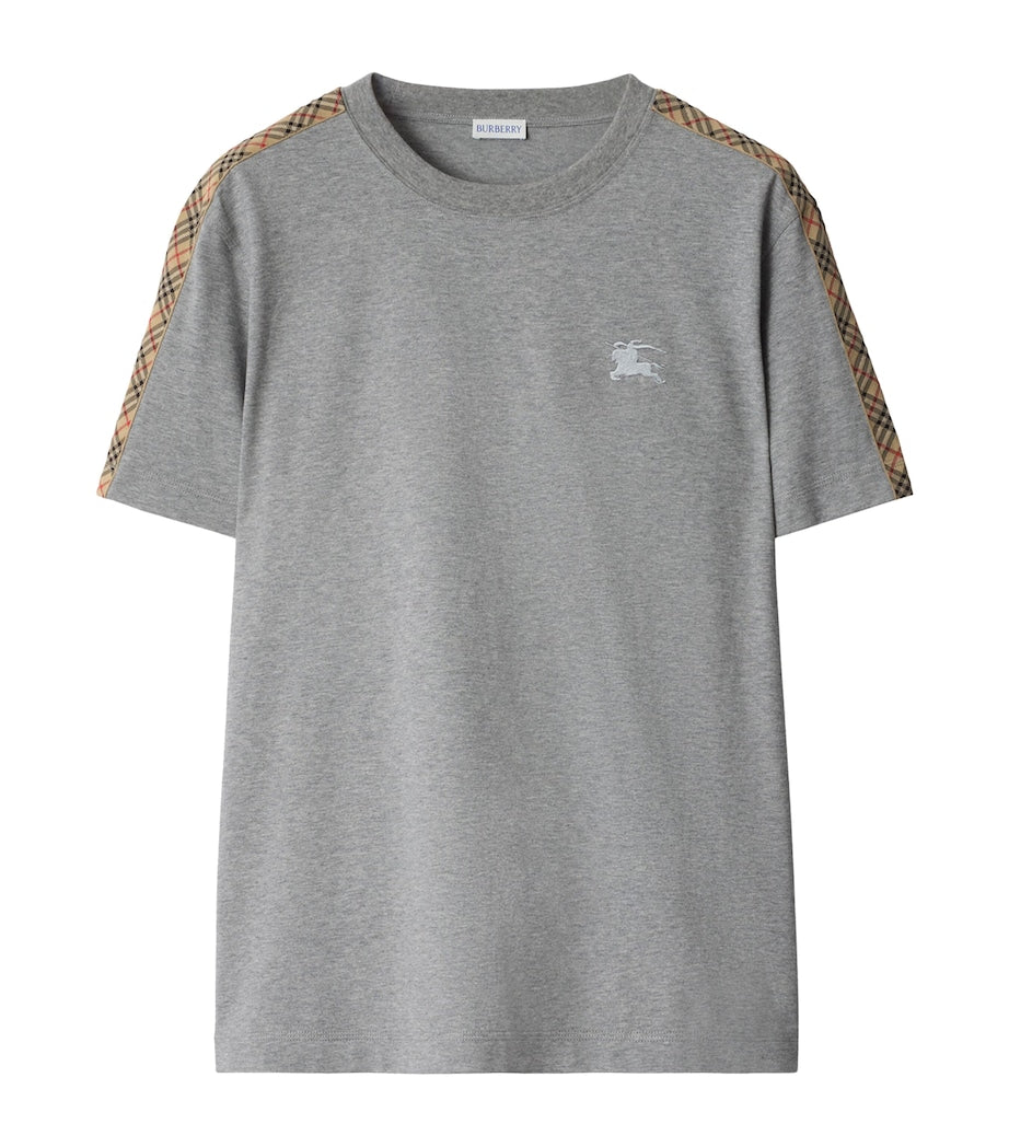 Burberry Cotton Check-Trim Slim T-Shirt