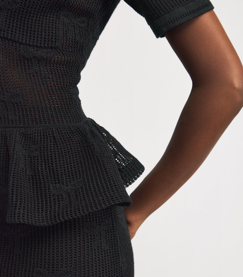 Self-Portrait Crochet Peplum Midi Dress