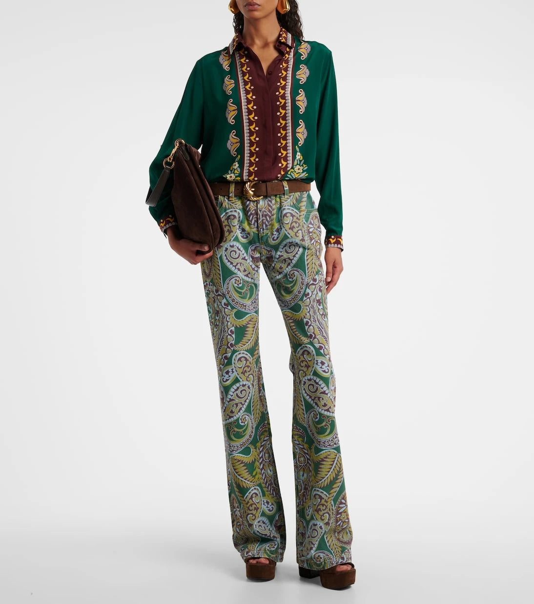 Etro - Paisley high-rise bootcut jeans