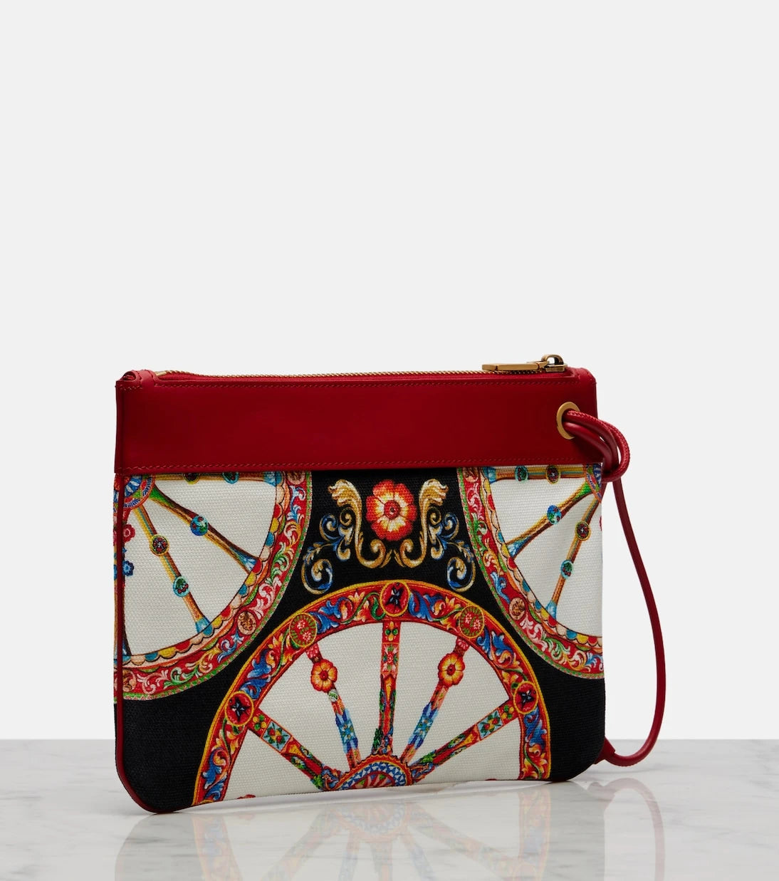 Dolce&Gabbana - Small printed leather-trimmed canvas pouch