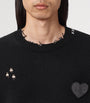 Black Cotton Distressed Theo Sweater