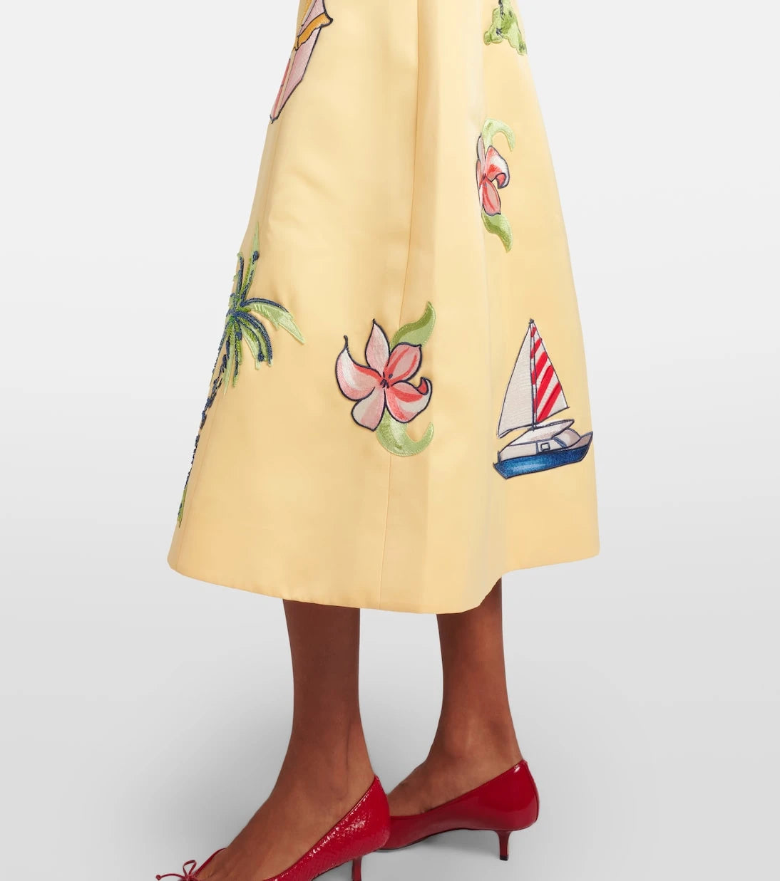 Leo Lin - Beaded patch-appliqué midi dress