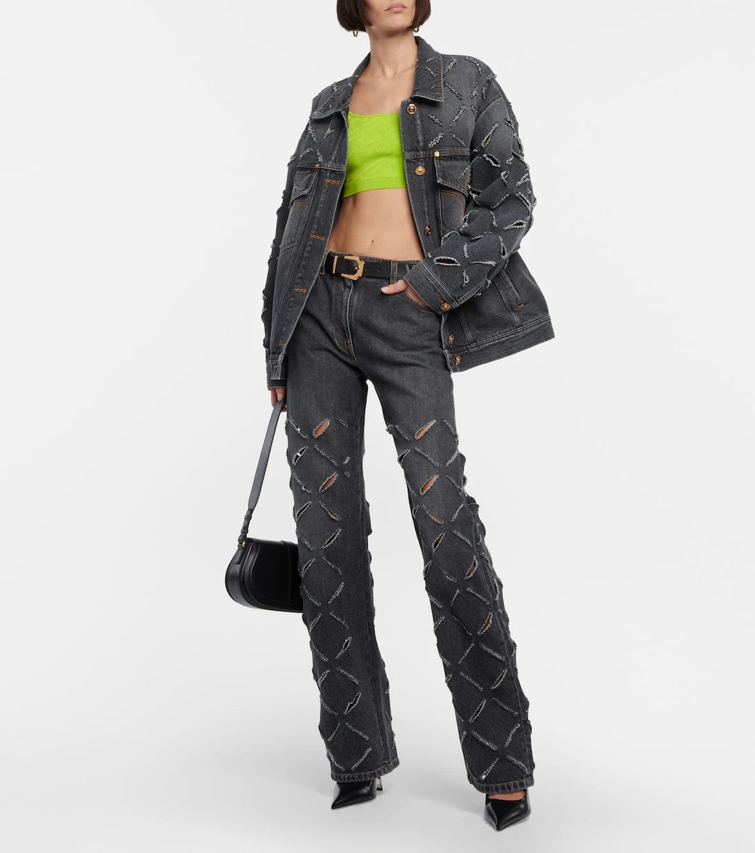 Versace - Distressed denim jacket