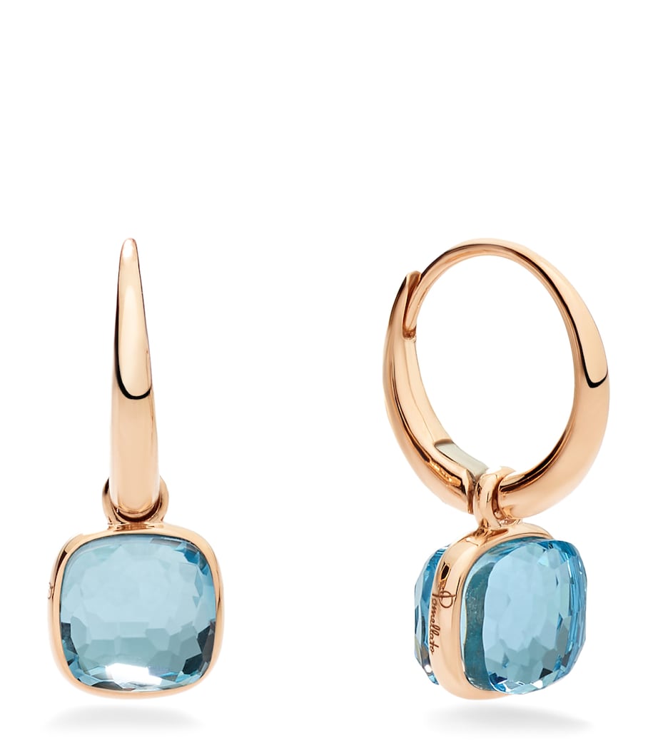 Rose Gold and Blue Topaz Nudo Earrings